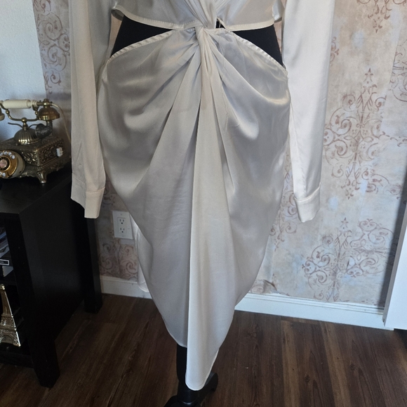 NASTY GAL Love Potion White Knot Button Closure Unlined Satin Dress- Size Large - Picture 10 of 11